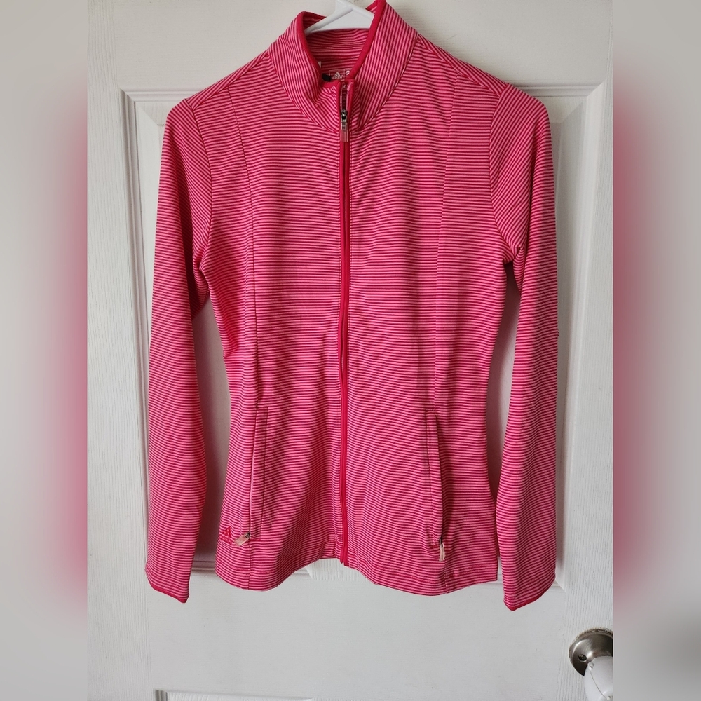 Adidas Golf Climalite Zip Up NWT Lightweight Jacket Pink Striped Size XS
